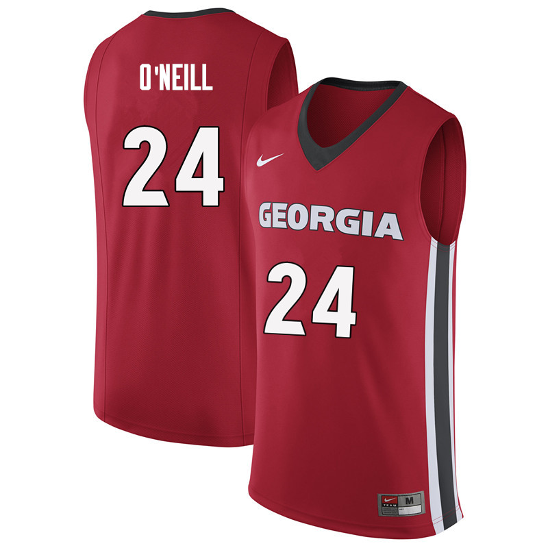 Georgia Bulldogs #24 Connor O'Neill College Basketball Jerseys Sale-Red